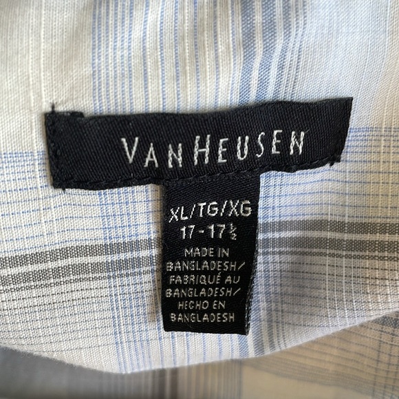 Van Heusen Blue Button Down Short Sleeve Shirt - Picture 4 of 5